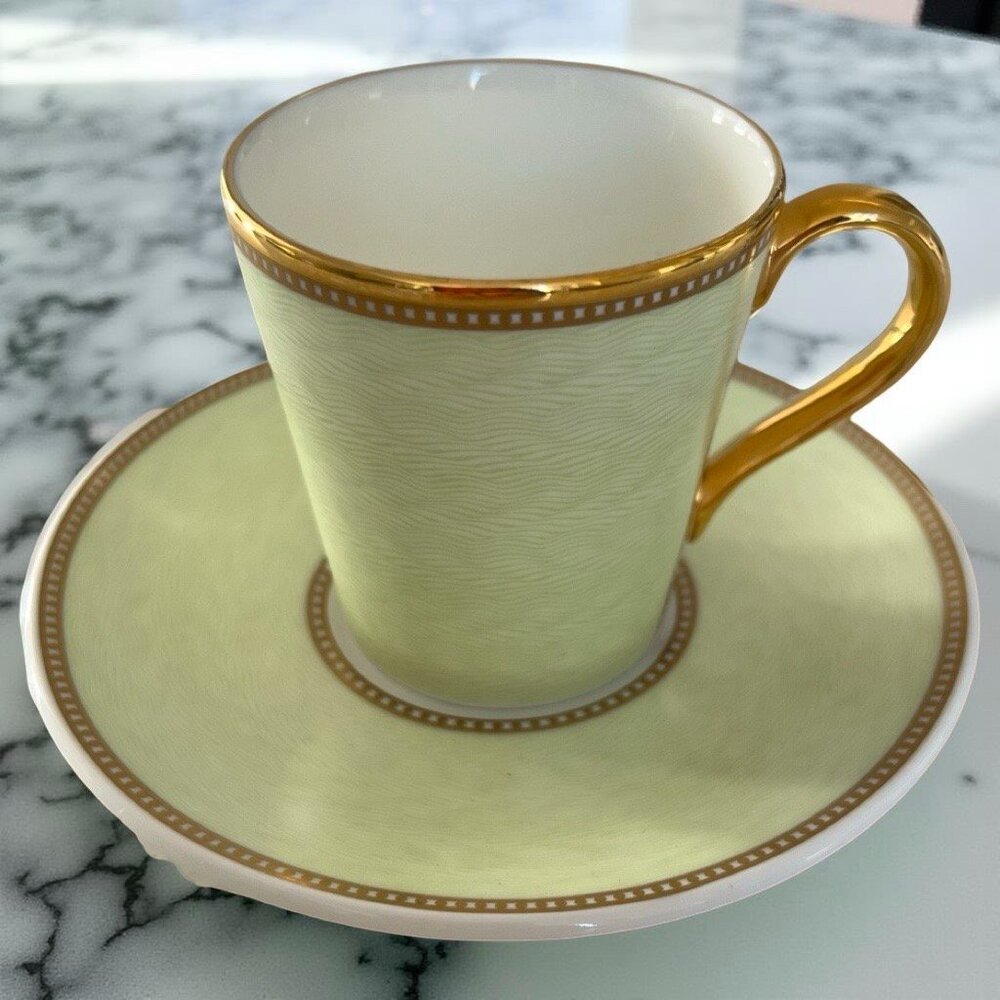 Royal Collection Faberge Light Blue & Gold Espresso / Demitasse Cup And Saucer